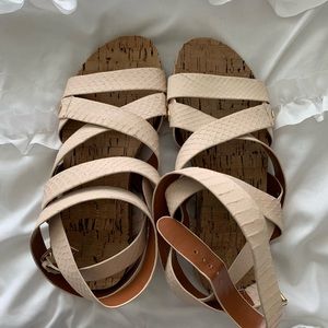Nude wrap around ankle sandals